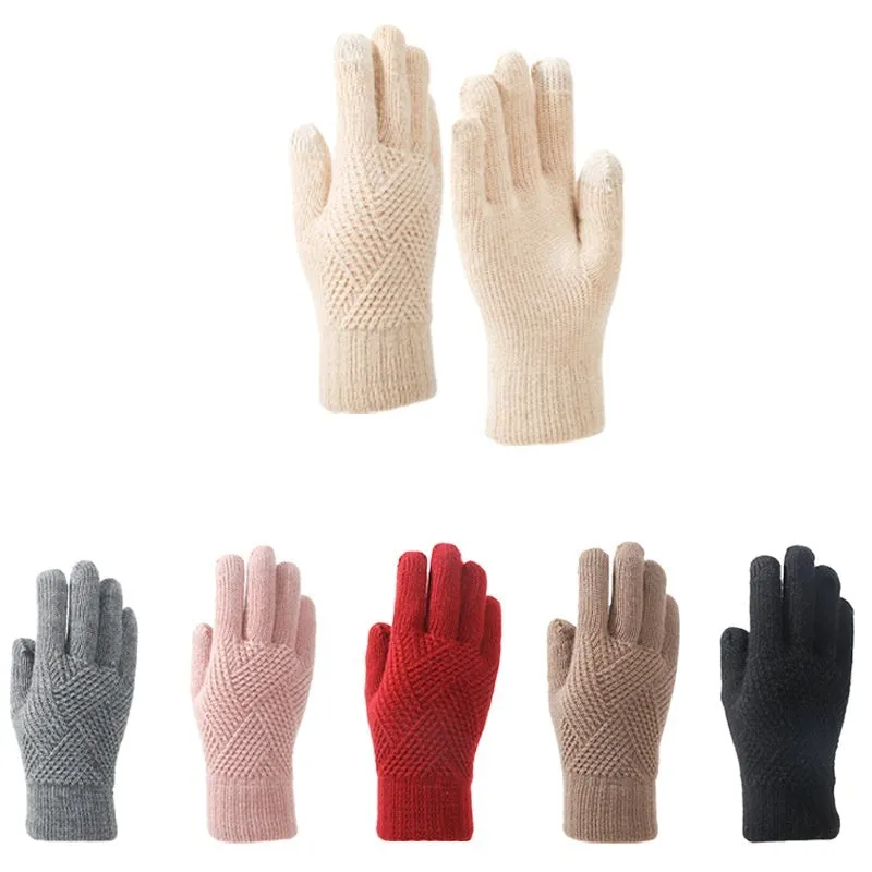 Double Layer Fleece-lined Thick Windproof Thermal Touch Screen Gloves