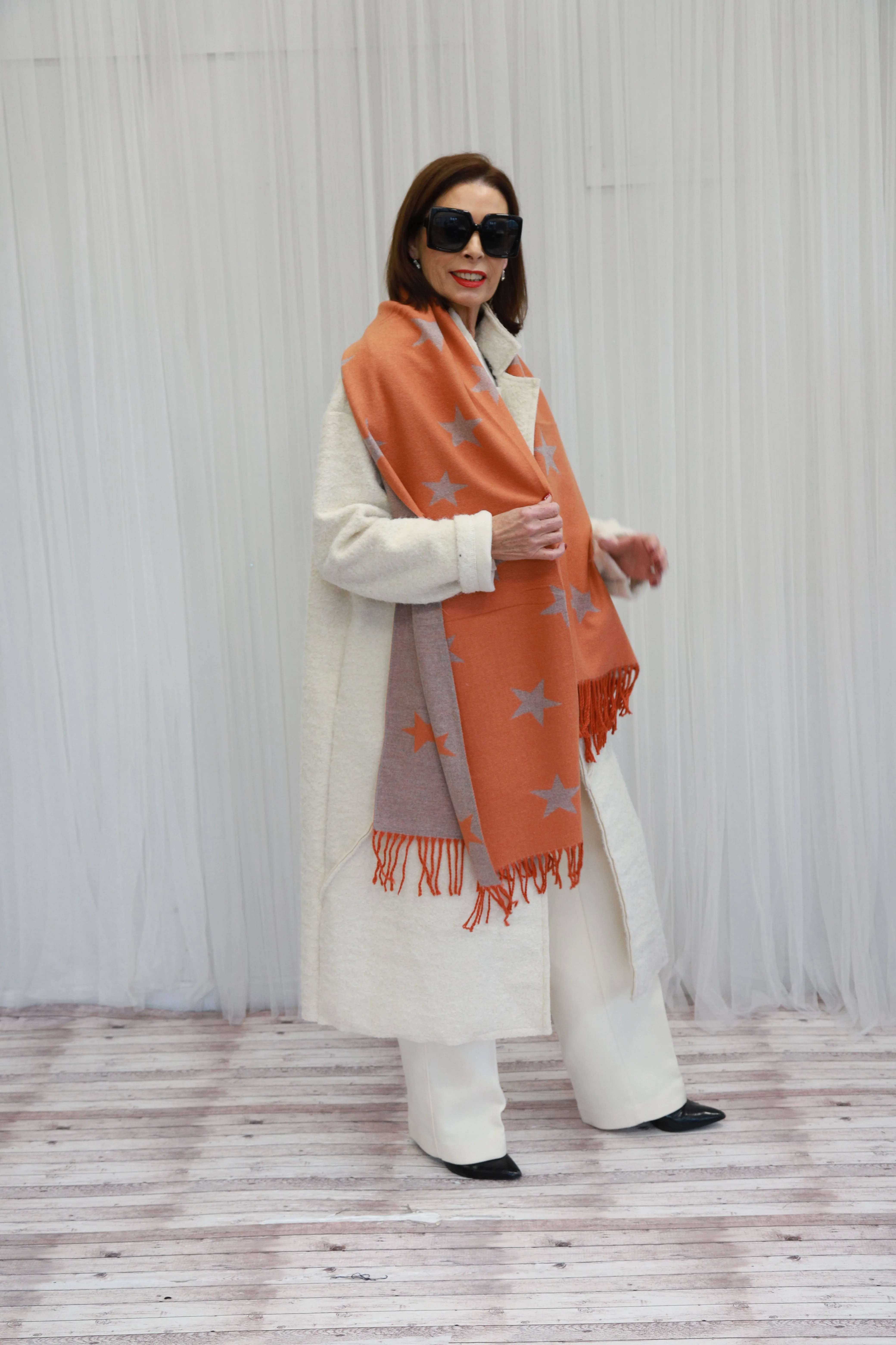 DOUBLESIDED STAR SCARF - ORANGE