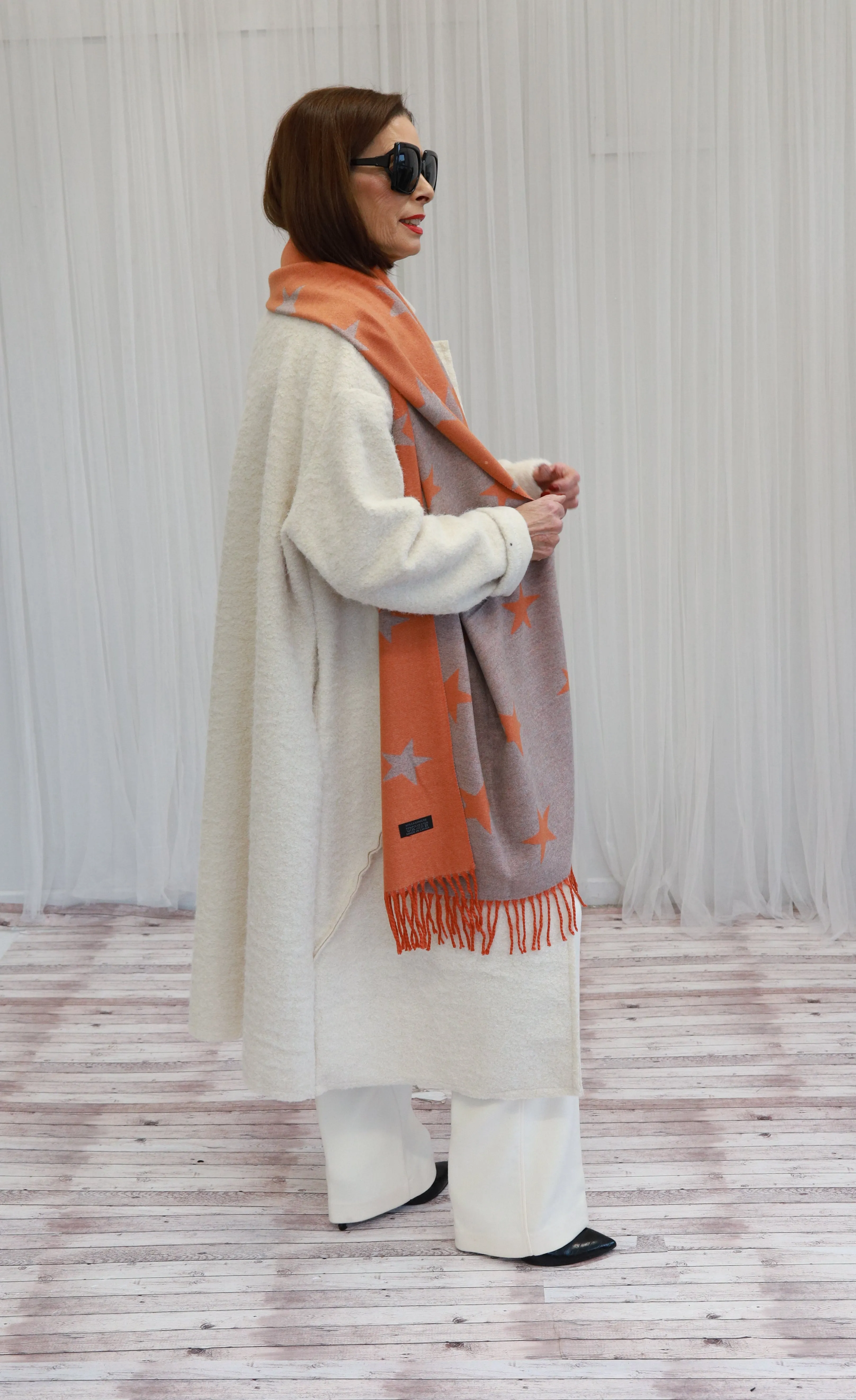 DOUBLESIDED STAR SCARF - ORANGE