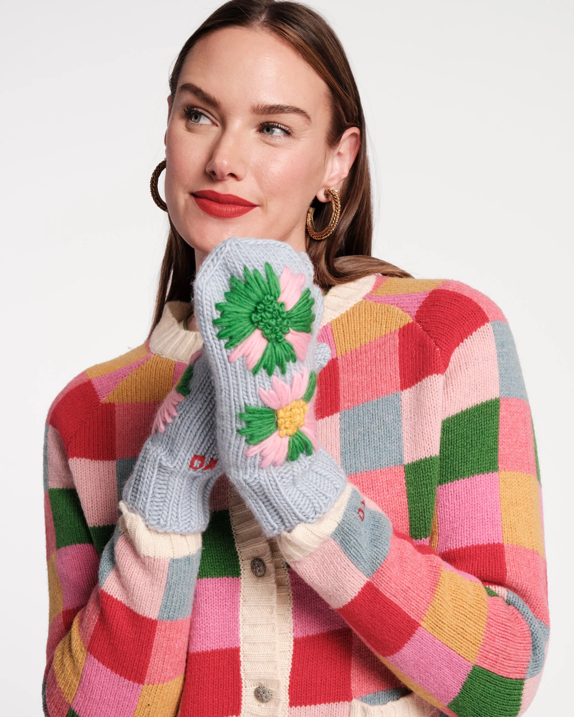 Embroidered Knit Mitten