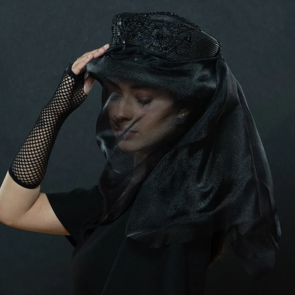 F10055-Lace Funeral Hat With Veil