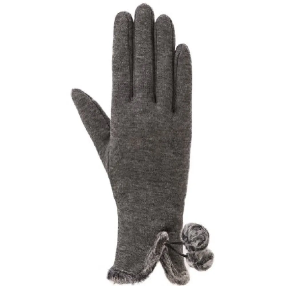 Faux Fur Trim Touchscreen Gloves