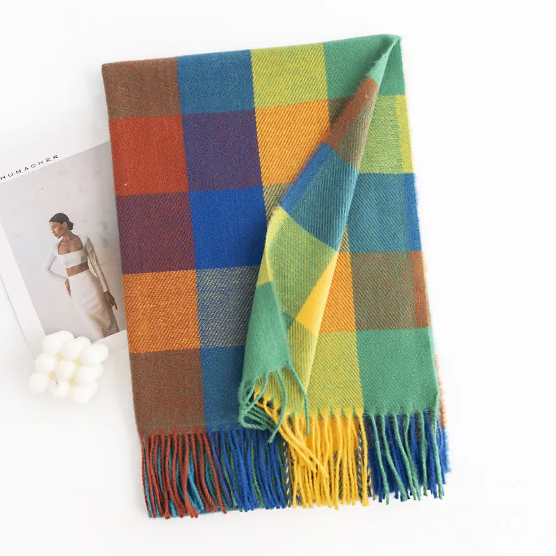 FH23-5208 colorful lattice winter scarf