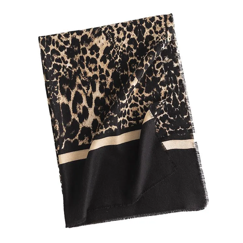 FH23-5392 Leopard print printed winter scarf