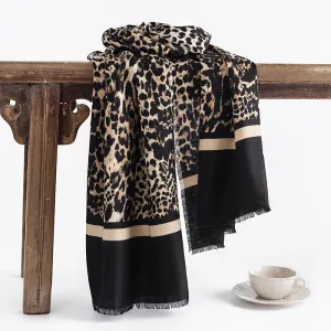 FH23-5392 Leopard print printed winter scarf