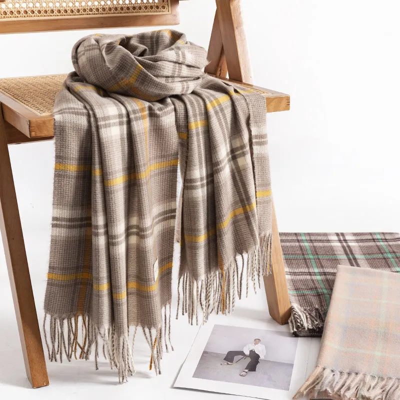 FH23-5421 lattice stripe winter scarf