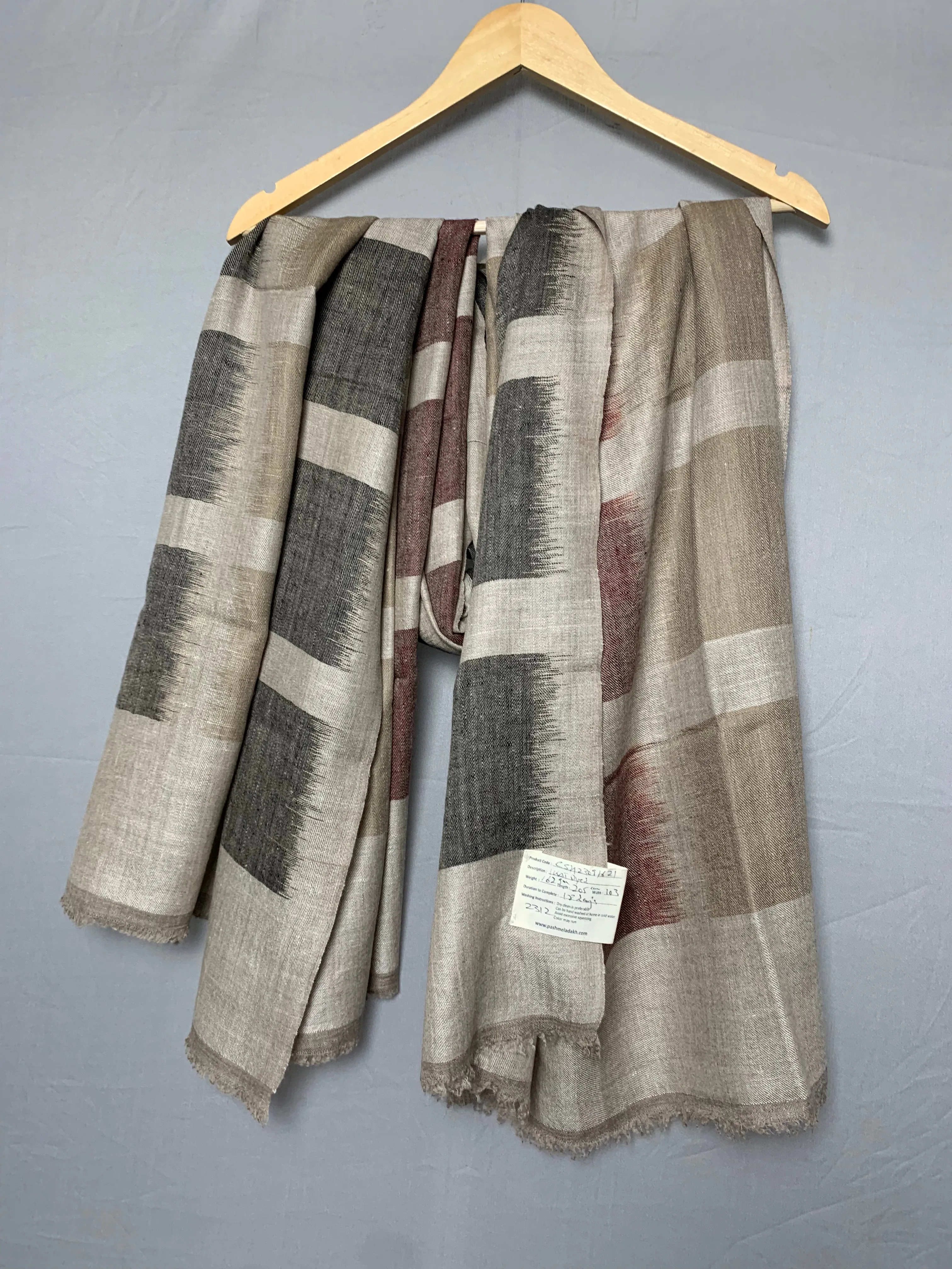 Fiona Window Pane Ikat Dyed Cashmere Shawl