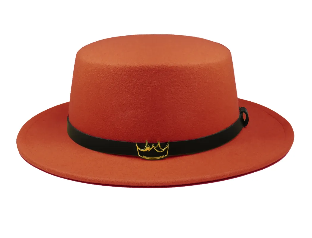 Flat Felt Fedora ( Rust )