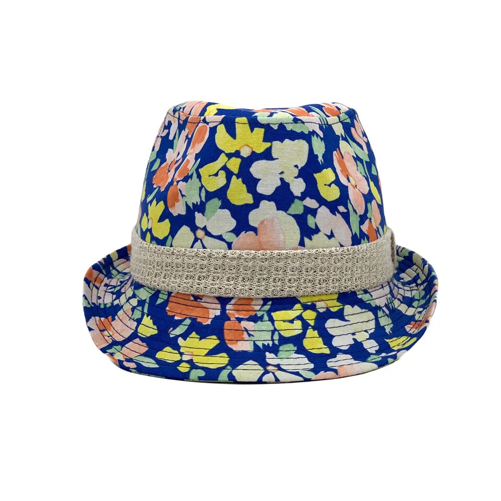 Flower Pattern Fedora Hat Short Brim Sun Hat Classic Trilby LD61517