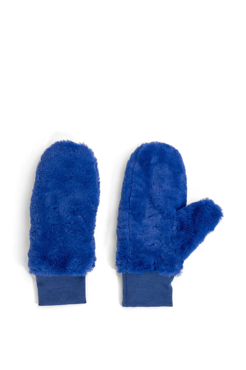 Fluffy Faux Fur Mittens in Blue