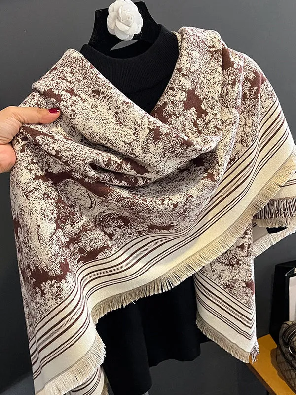 Fringed Keep Warm Printed Shawl&Scarf