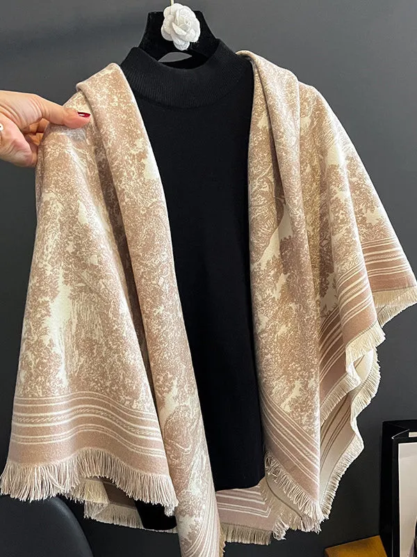 Fringed Keep Warm Printed Shawl&Scarf