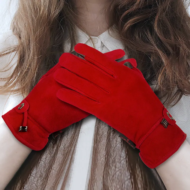 Genuine Leather Gloves Autumn-winter Warm And Thickening Non-slip Touch Screen Fashion