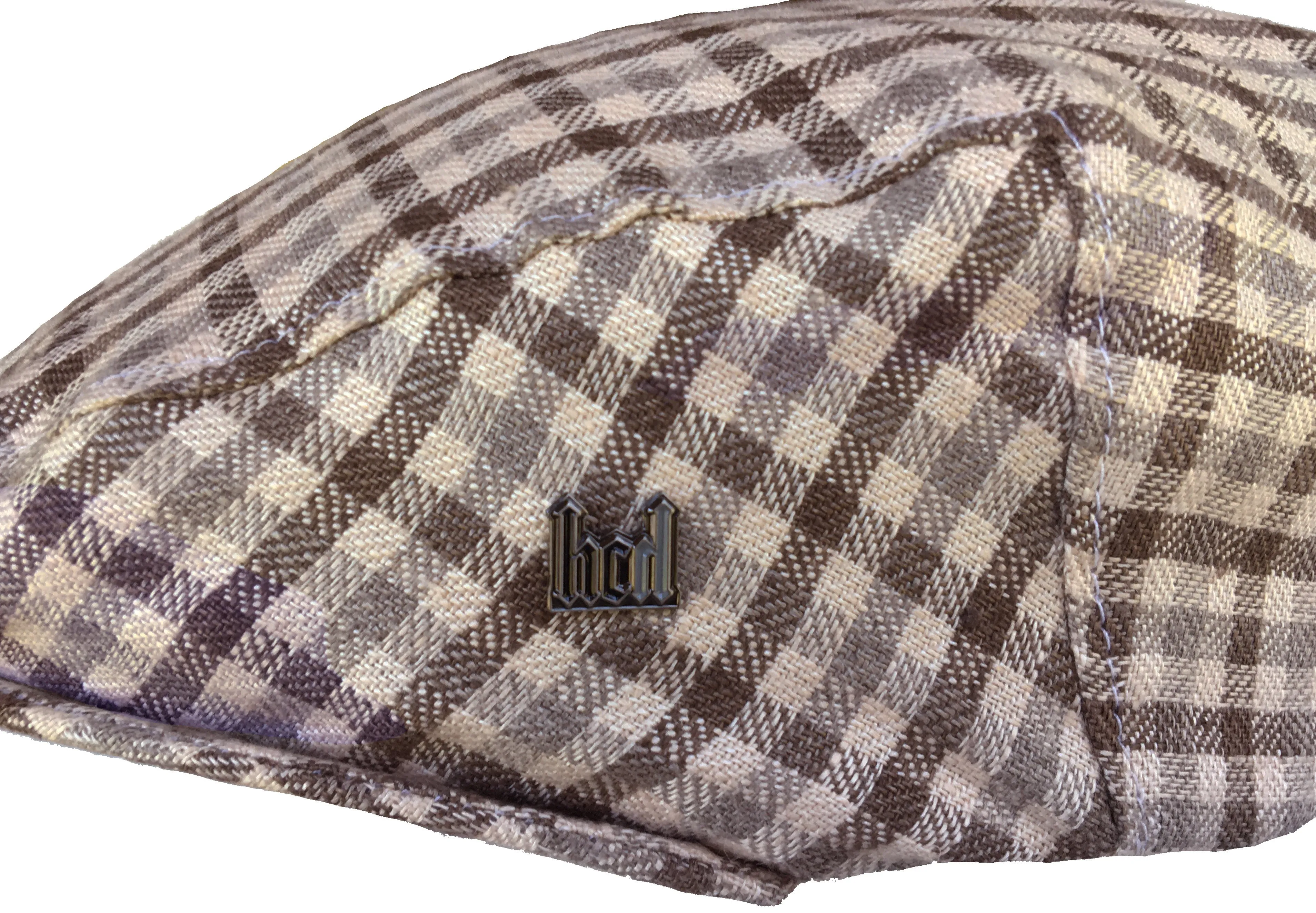 Headchange Made in USA Brown Plaid 100% Linen Ivy Cap