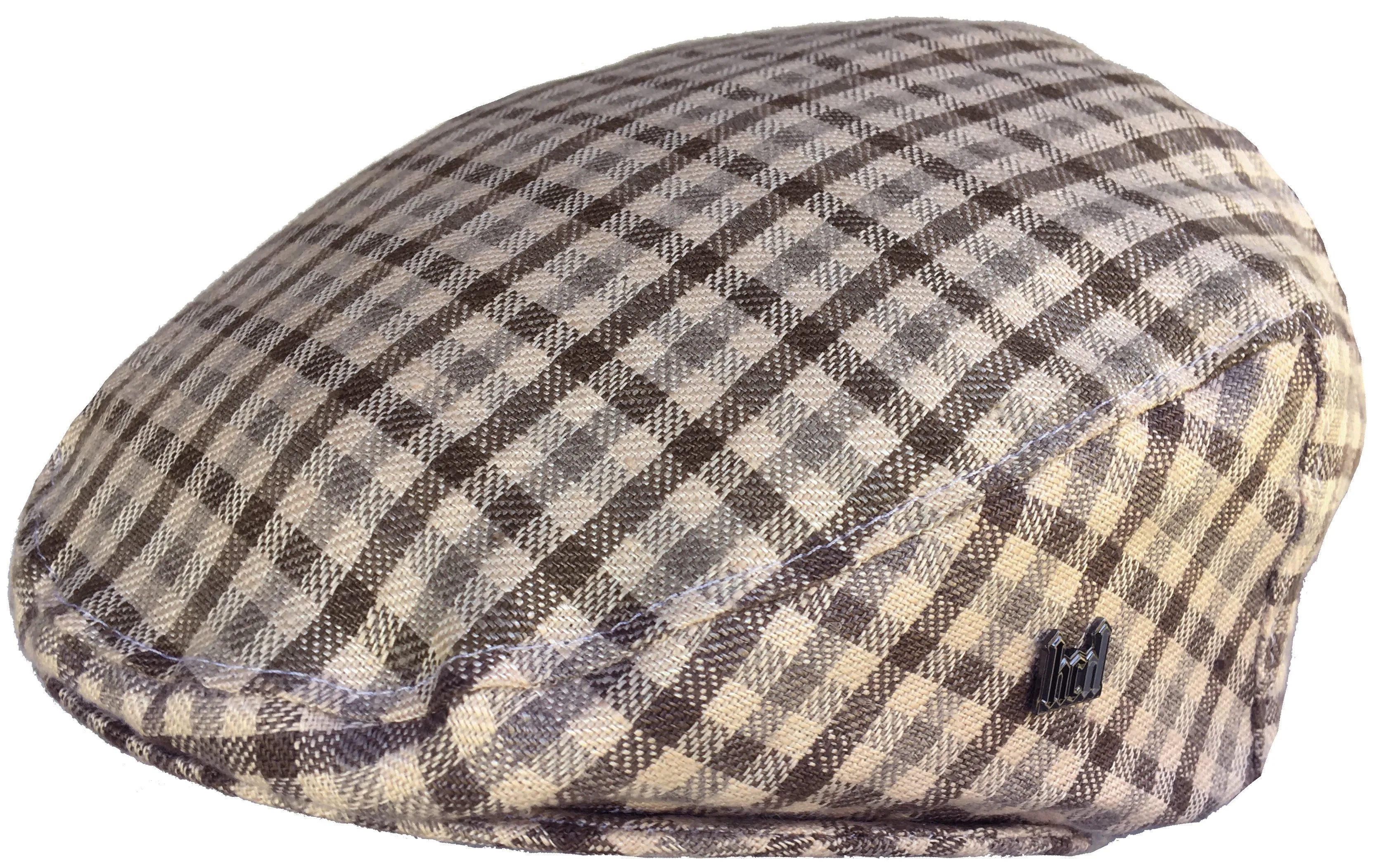 Headchange Made in USA Brown Plaid 100% Linen Ivy Cap