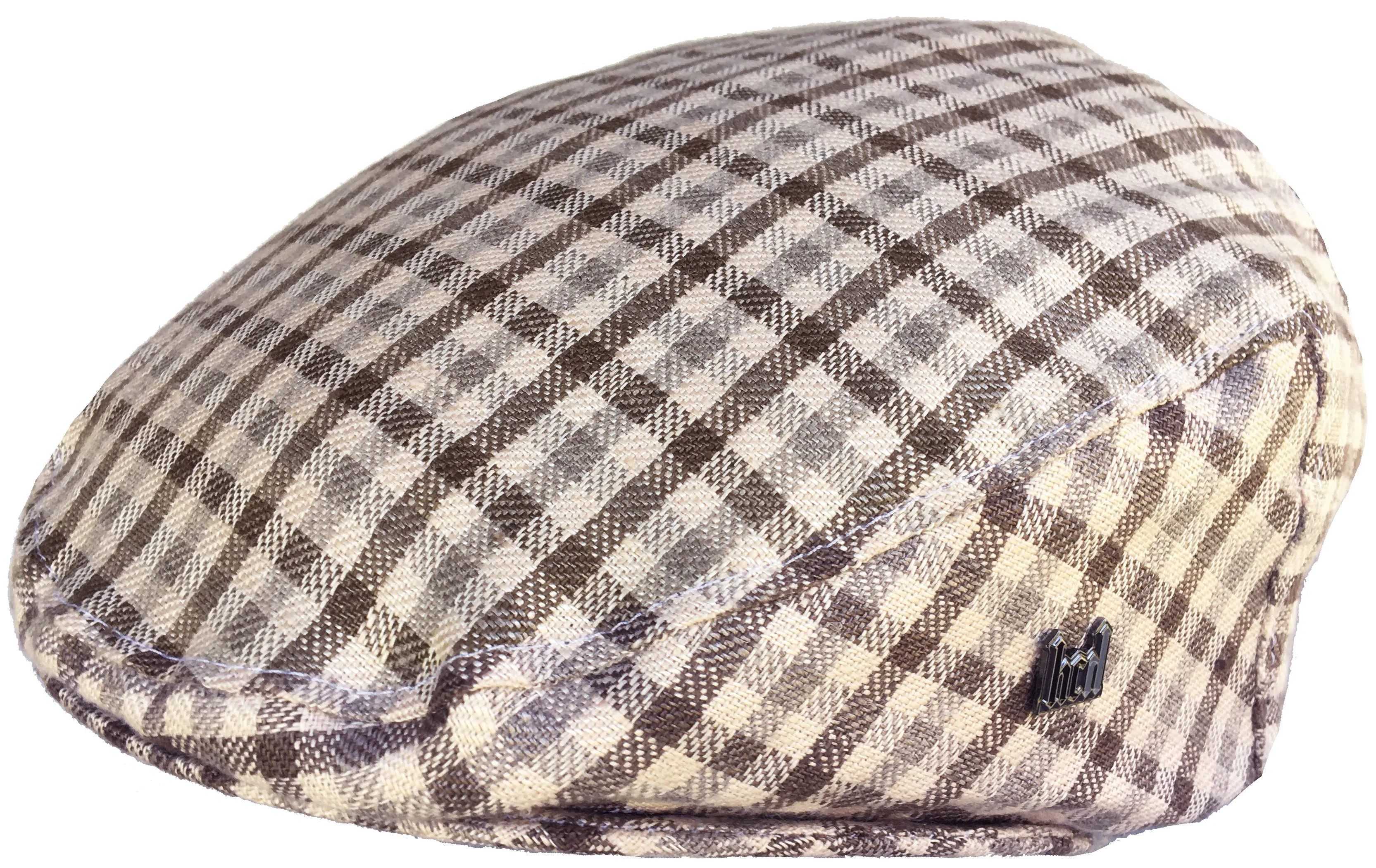 Headchange Made in USA Brown Plaid 100% Linen Ivy Cap