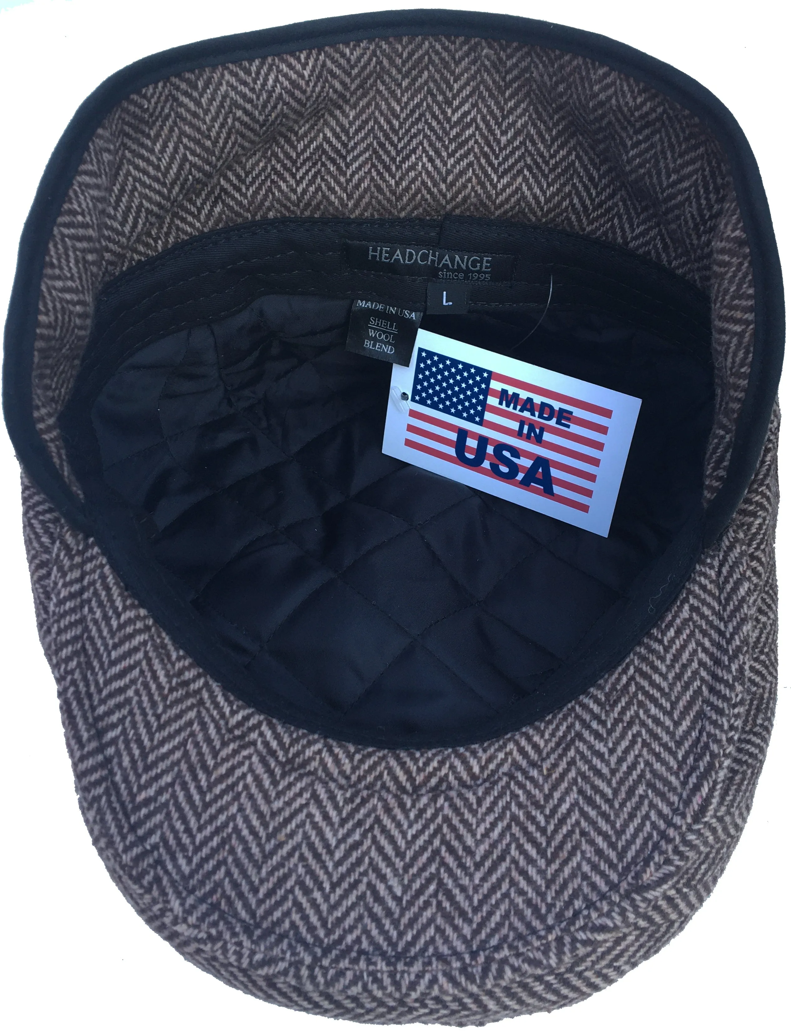 Headchange USA American Made Herringbone Ear Flap Ivy Newsboy Cap