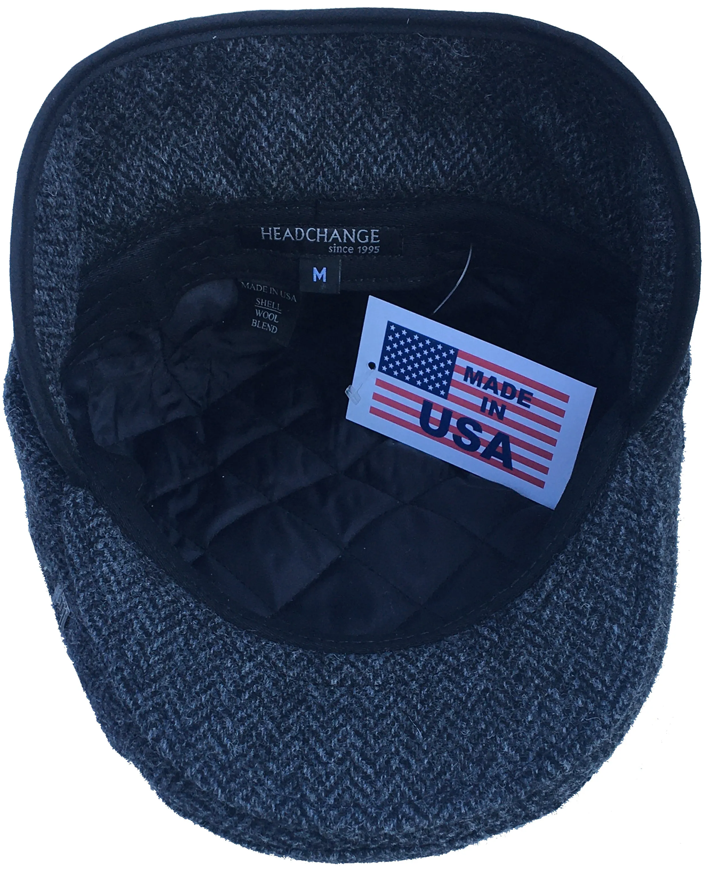 Headchange USA American Made Herringbone Ear Flap Ivy Newsboy Cap