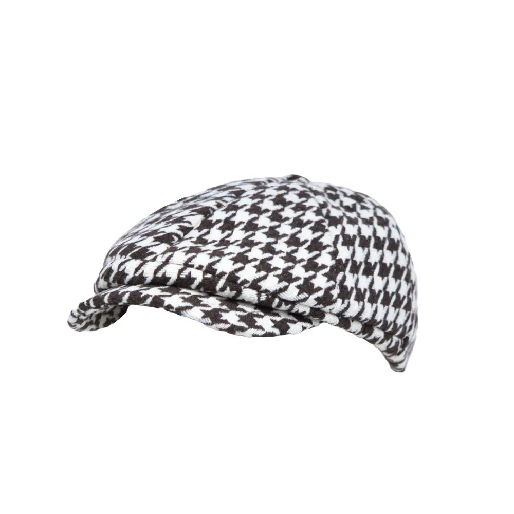 Houndstooth Newsboy Cap Ivy Cabbie Cap Flat Cap Winter Hat MU31449