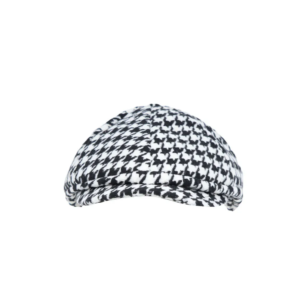 Houndstooth Newsboy Cap Ivy Cabbie Cap Flat Cap Winter Hat MU31449