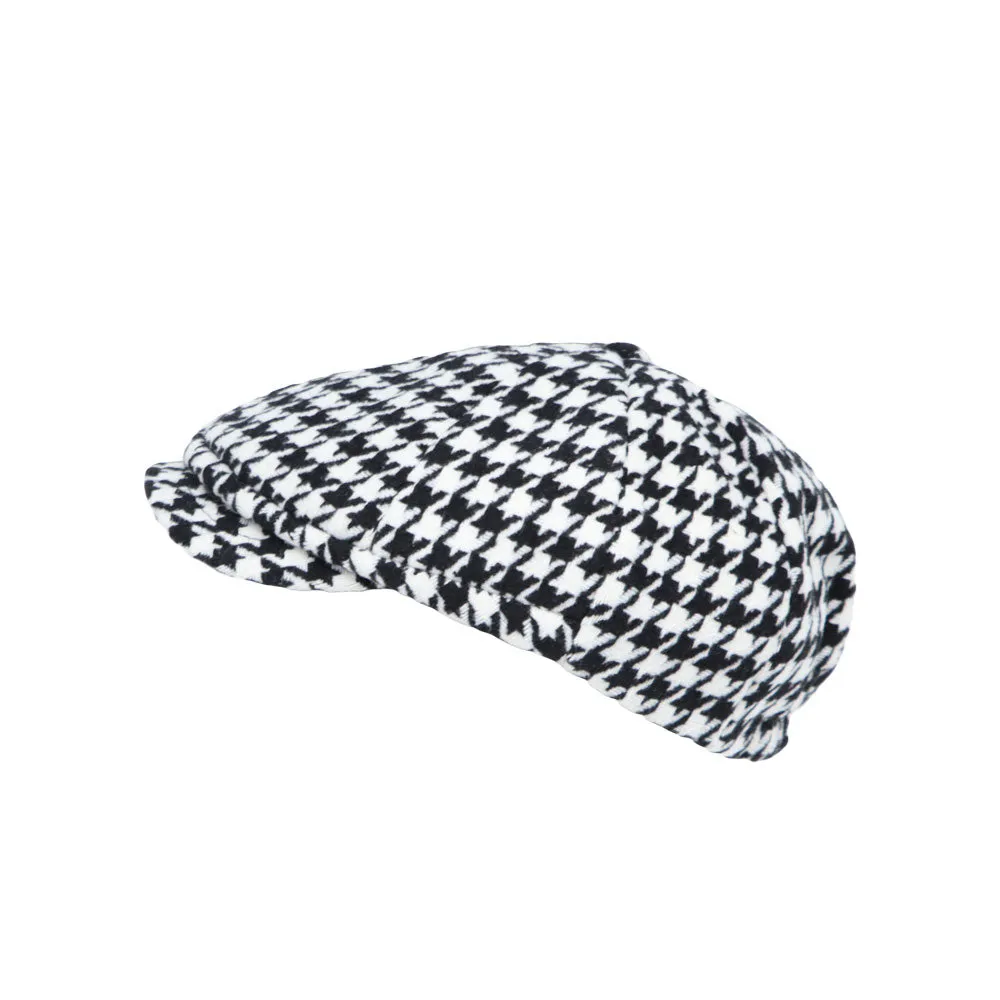 Houndstooth Newsboy Cap Ivy Cabbie Cap Flat Cap Winter Hat MU31449