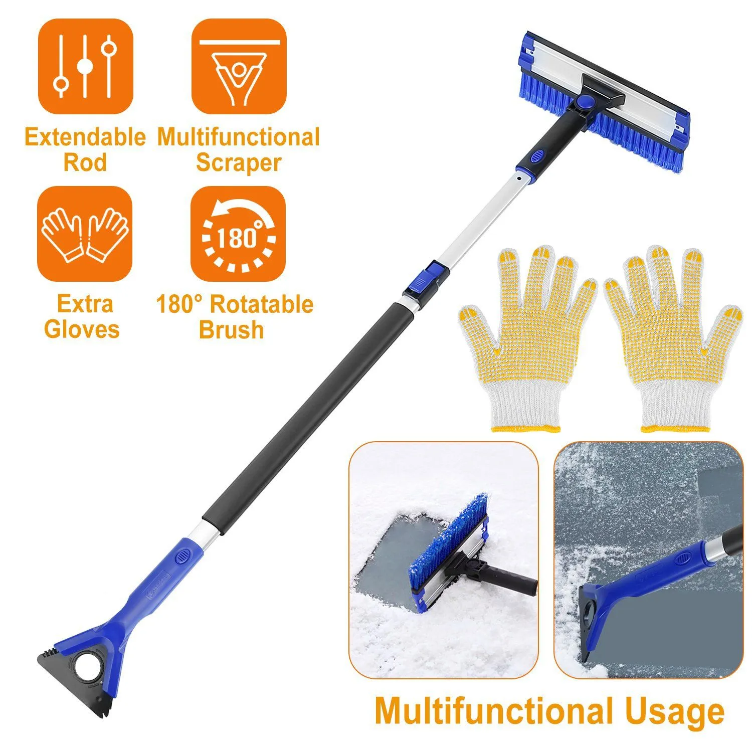 Ice Scraper Extendable Telescoping Snow Remover