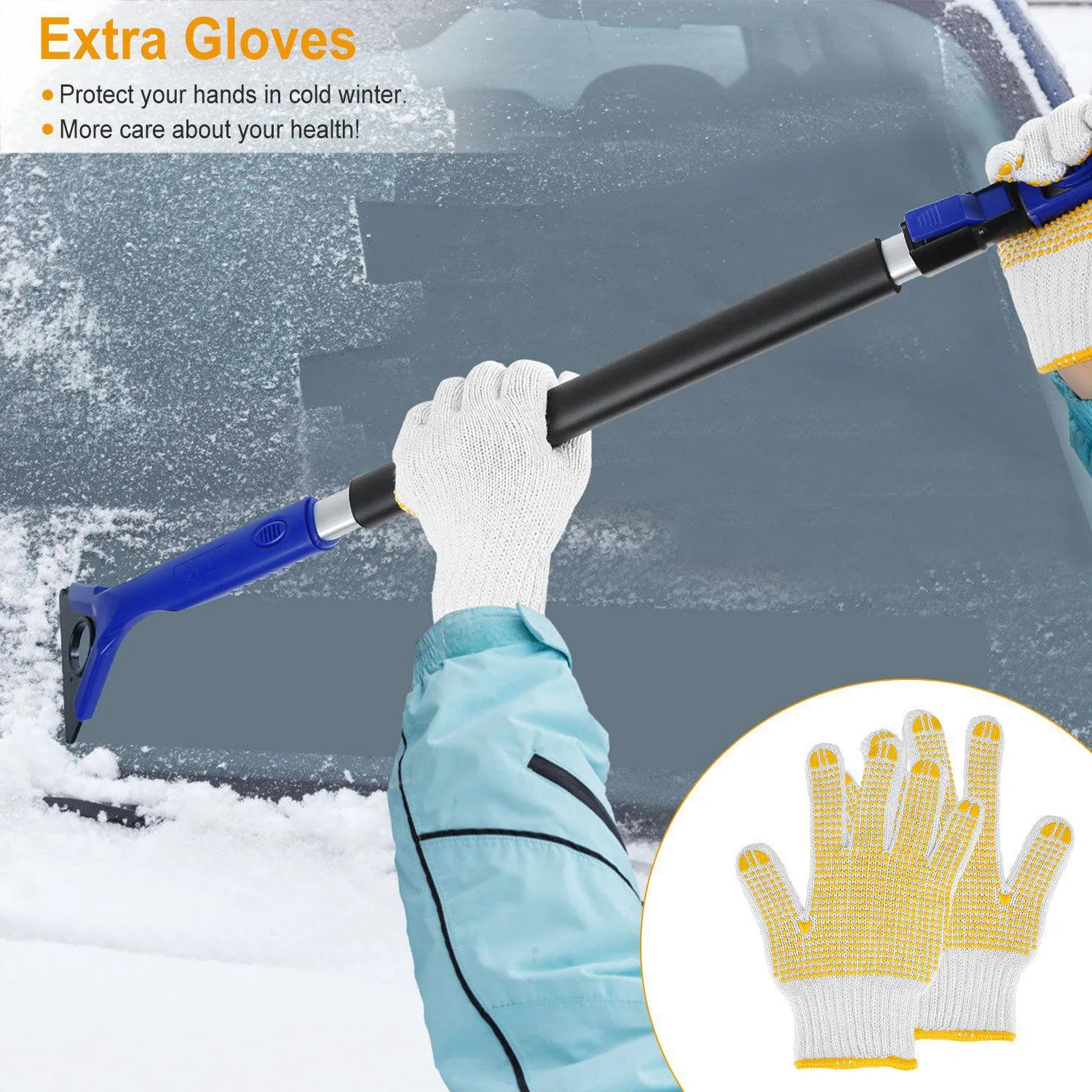 Ice Scraper Extendable Telescoping Snow Remover