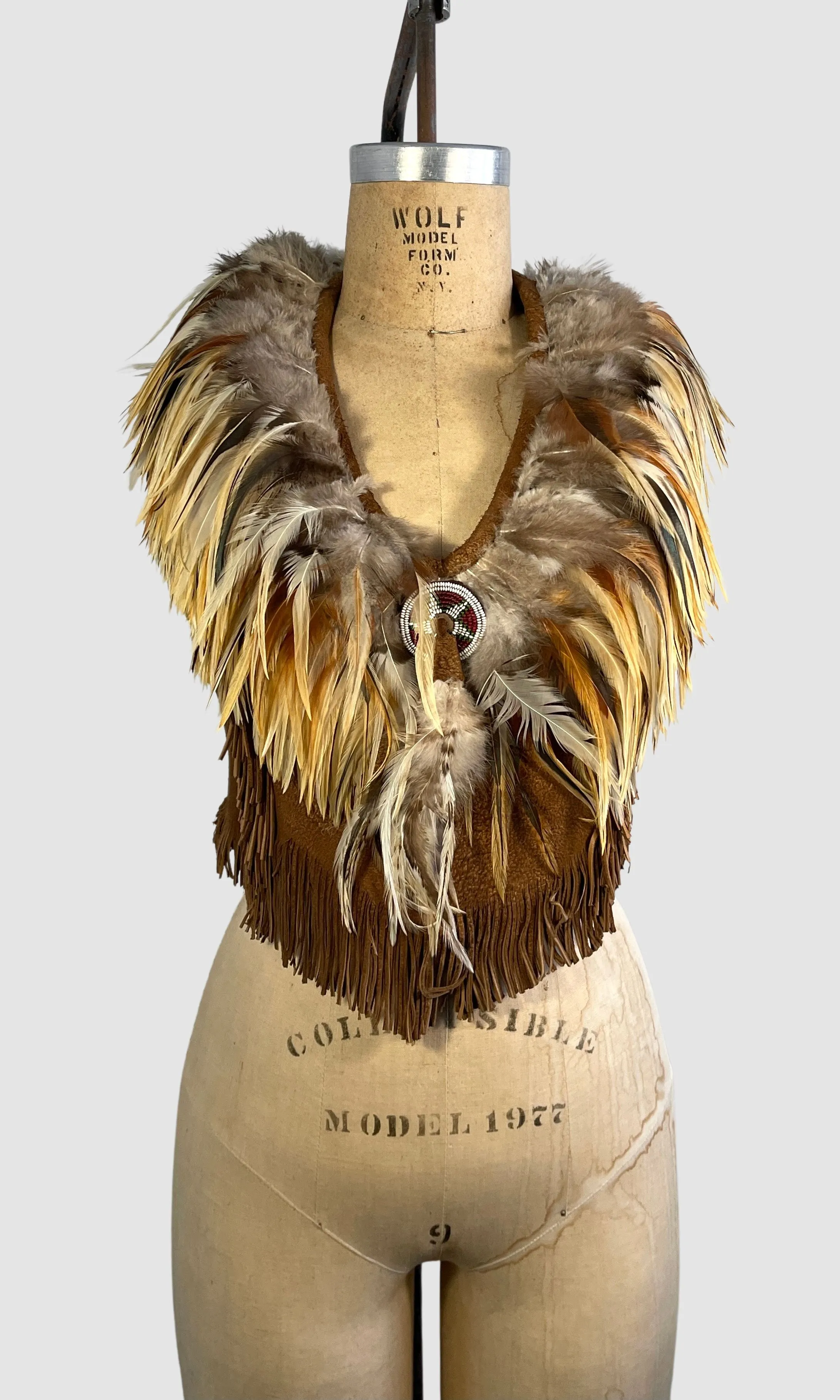 IN FULL FEATHER 70s Deerskin Halter Top, Open Size