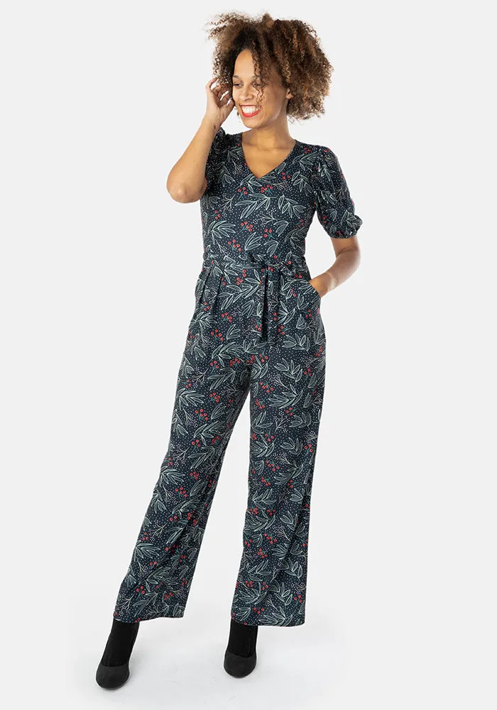 Ives Sprigs & Berries Print Full Length Jumpsuit