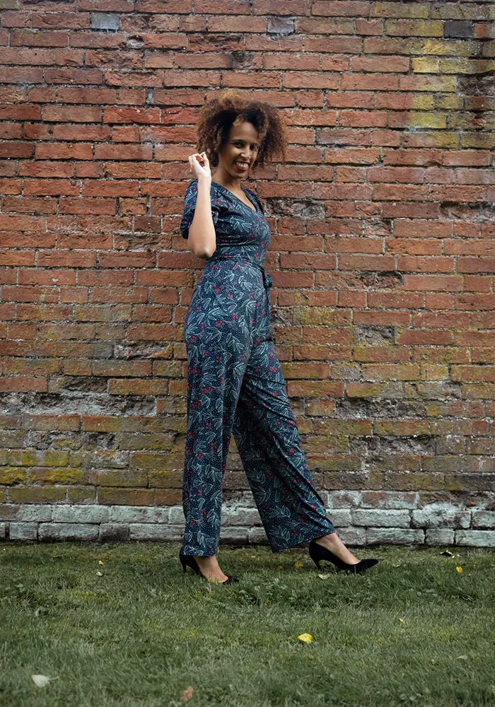 Ives Sprigs & Berries Print Full Length Jumpsuit