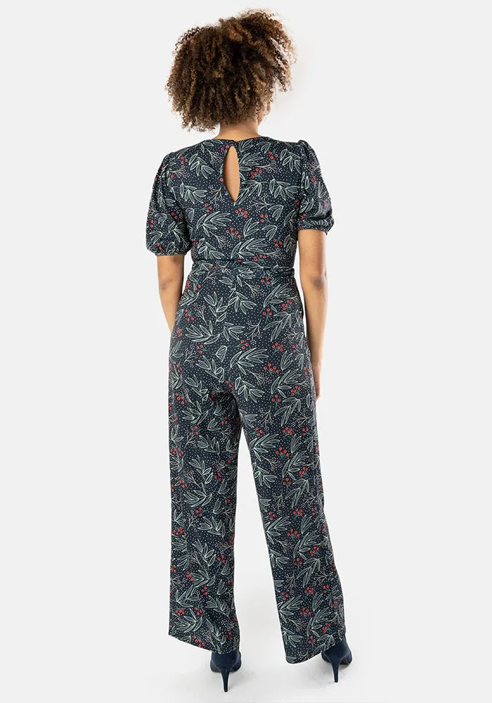 Ives Sprigs & Berries Print Full Length Jumpsuit