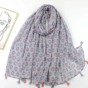 JY230506 Flower printed Encryption voile scarf