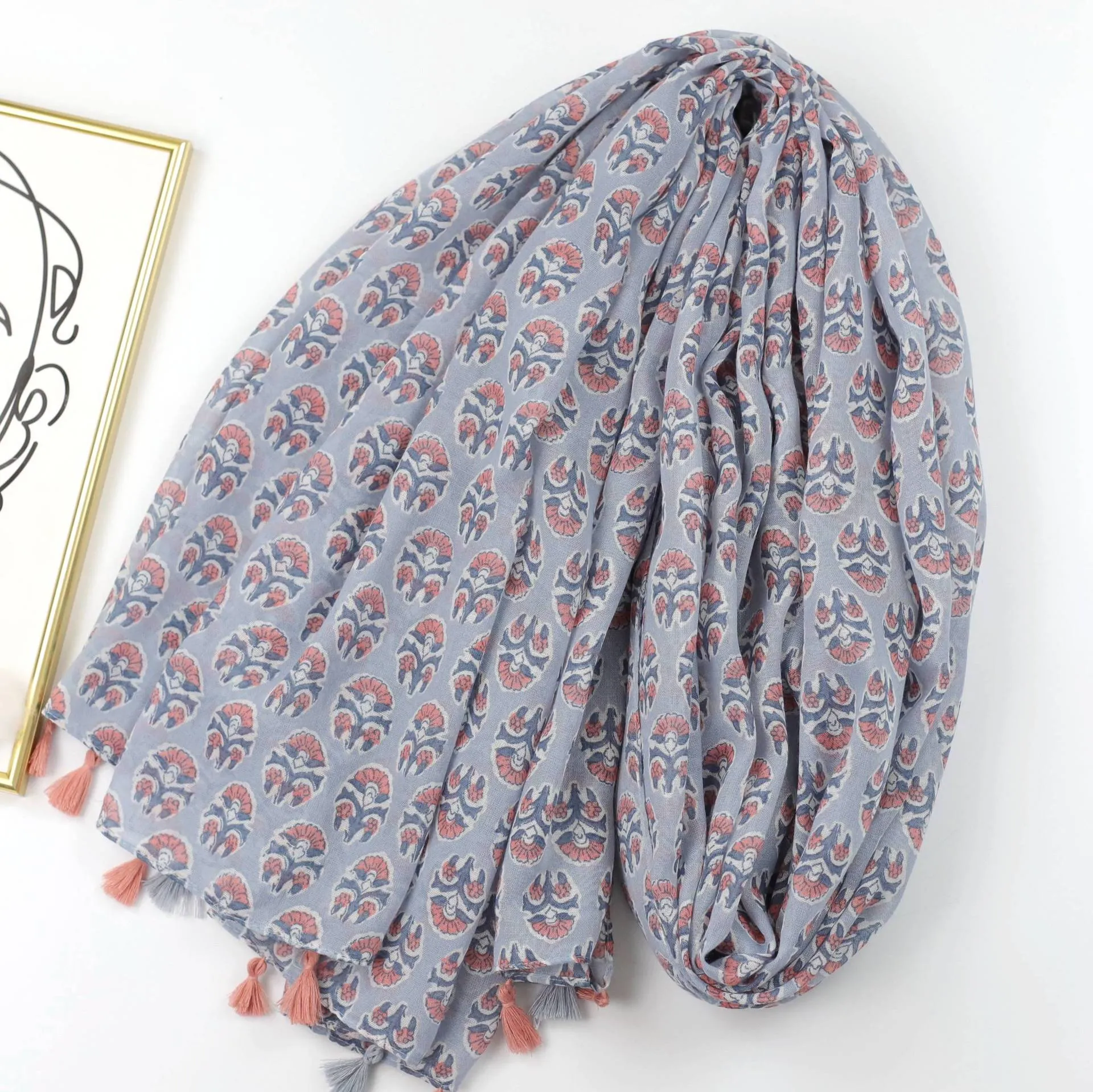 JY230506 Flower printed Encryption voile scarf