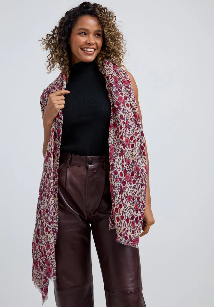 Karen Oversized Aster Floral Scarf In Pink