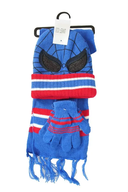 Kids Winter Boys Girls Spider Hat   Scarf   Gloves 3pcs Set