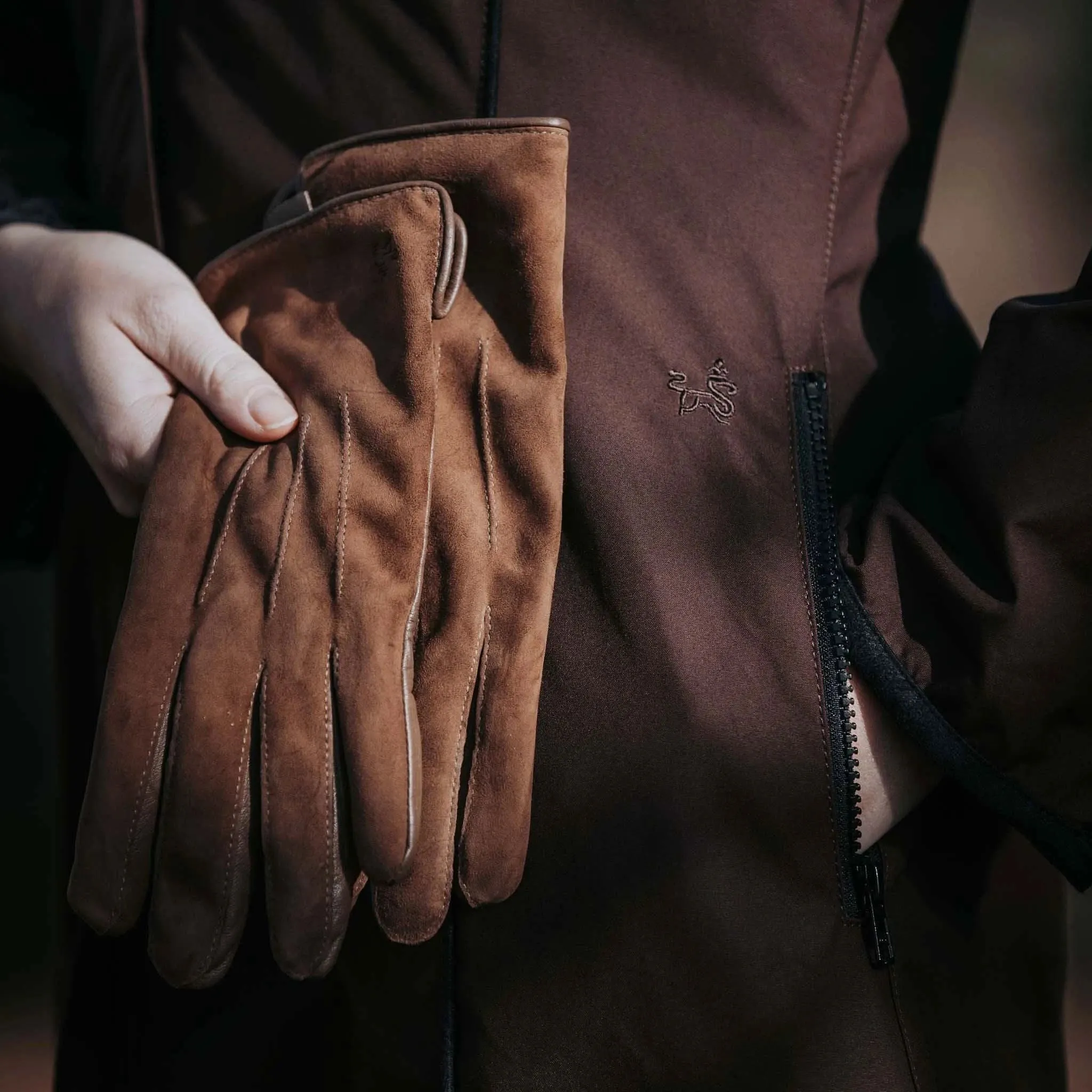 Leather & Suede Camel Driving Gloves