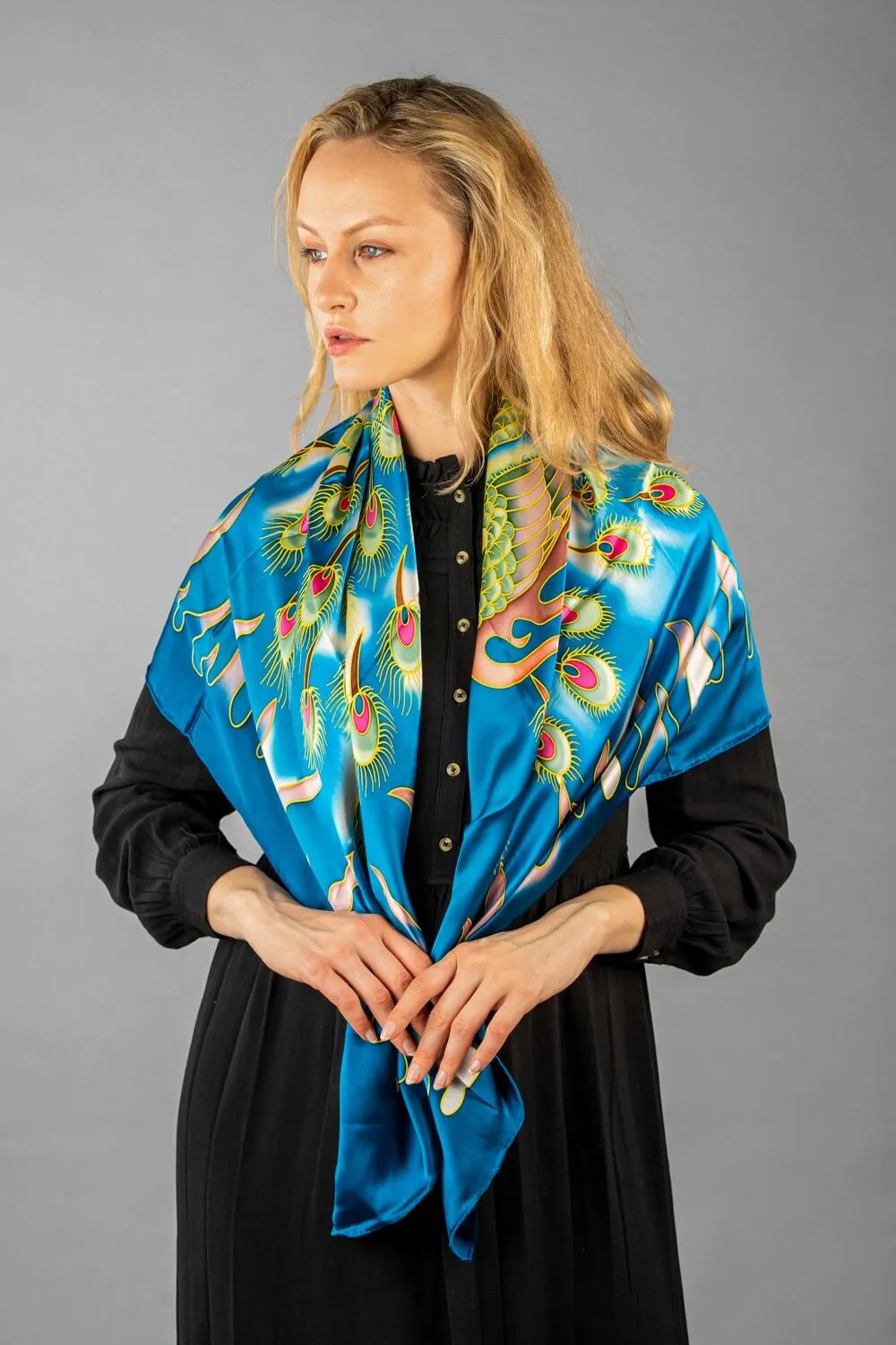 Limited Edition Hand Painted Silk Scarf|Dark Green