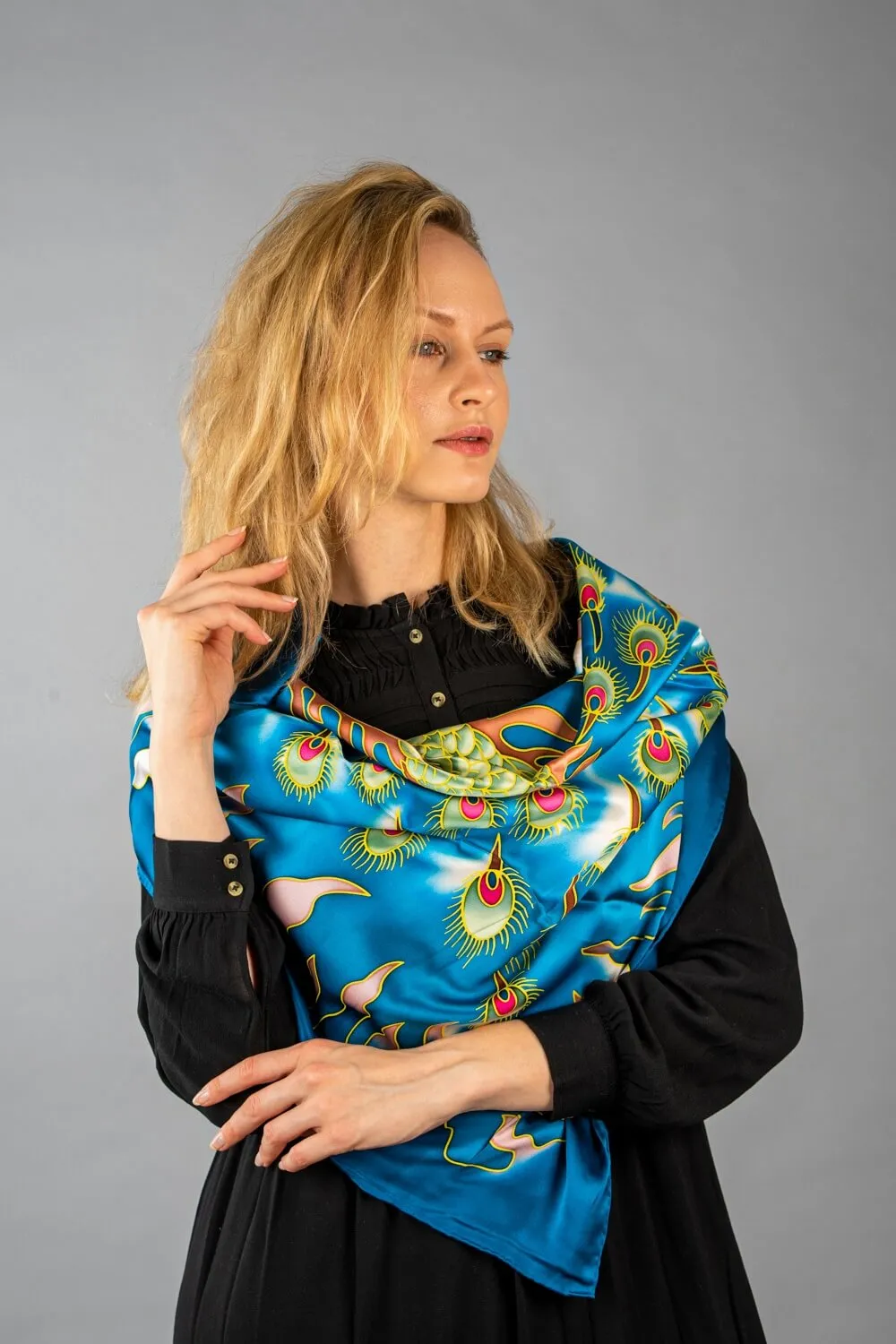 Limited Edition Hand Painted Silk Scarf|Dark Green