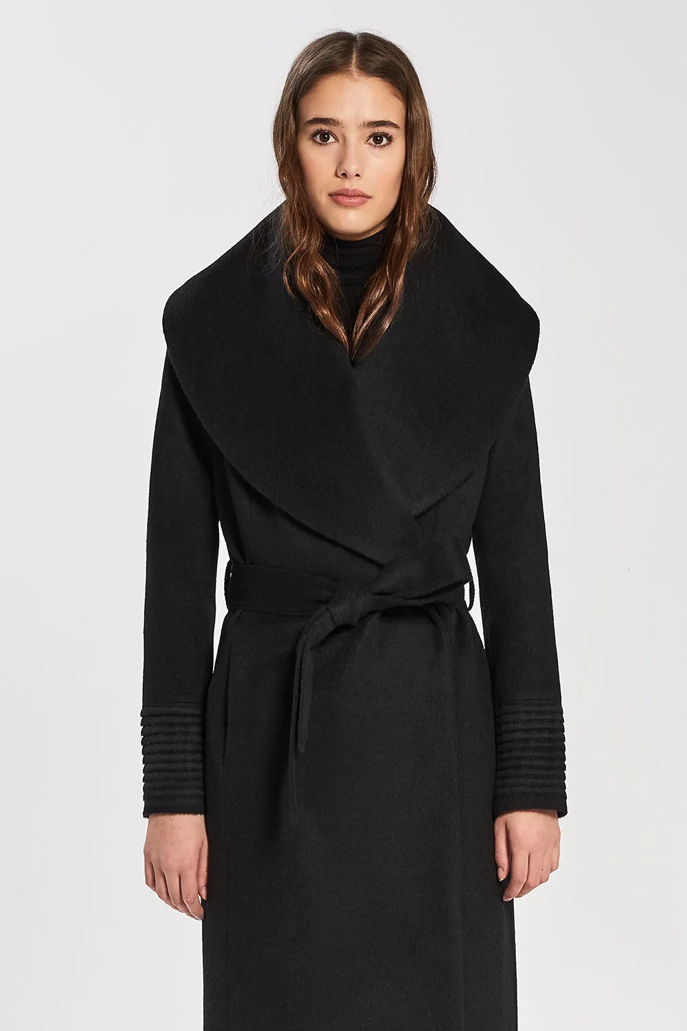 Long Wide Shawl Collar Wrap Coat