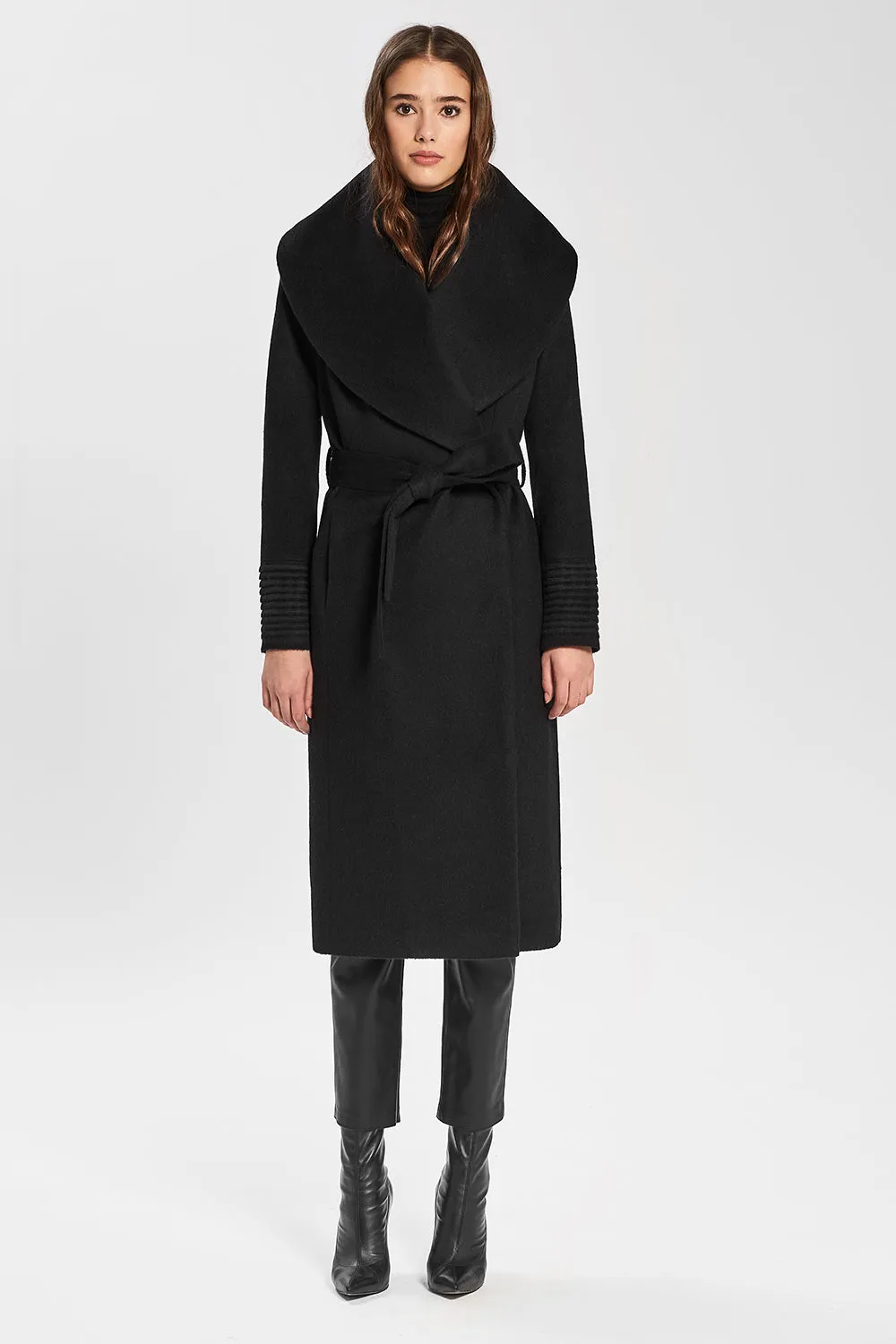 Long Wide Shawl Collar Wrap Coat