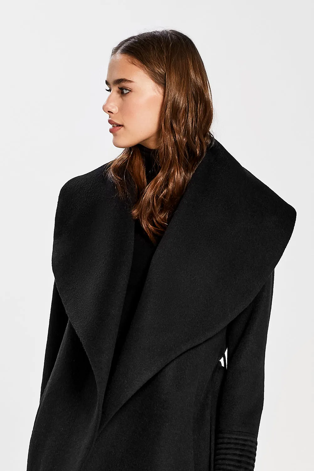 Long Wide Shawl Collar Wrap Coat