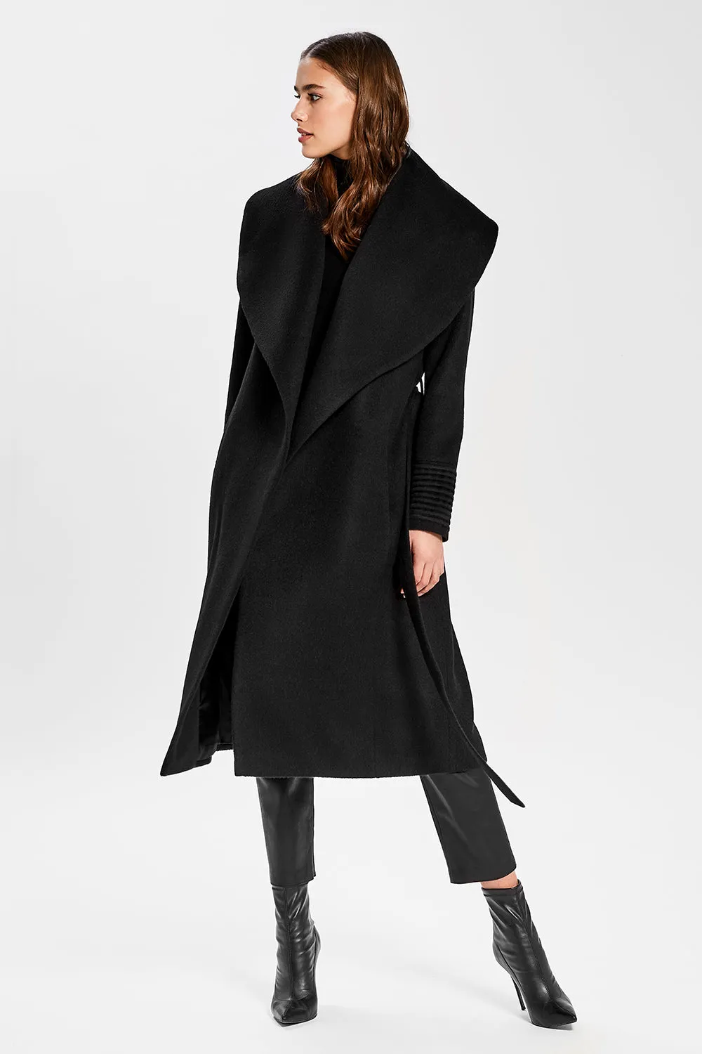 Long Wide Shawl Collar Wrap Coat