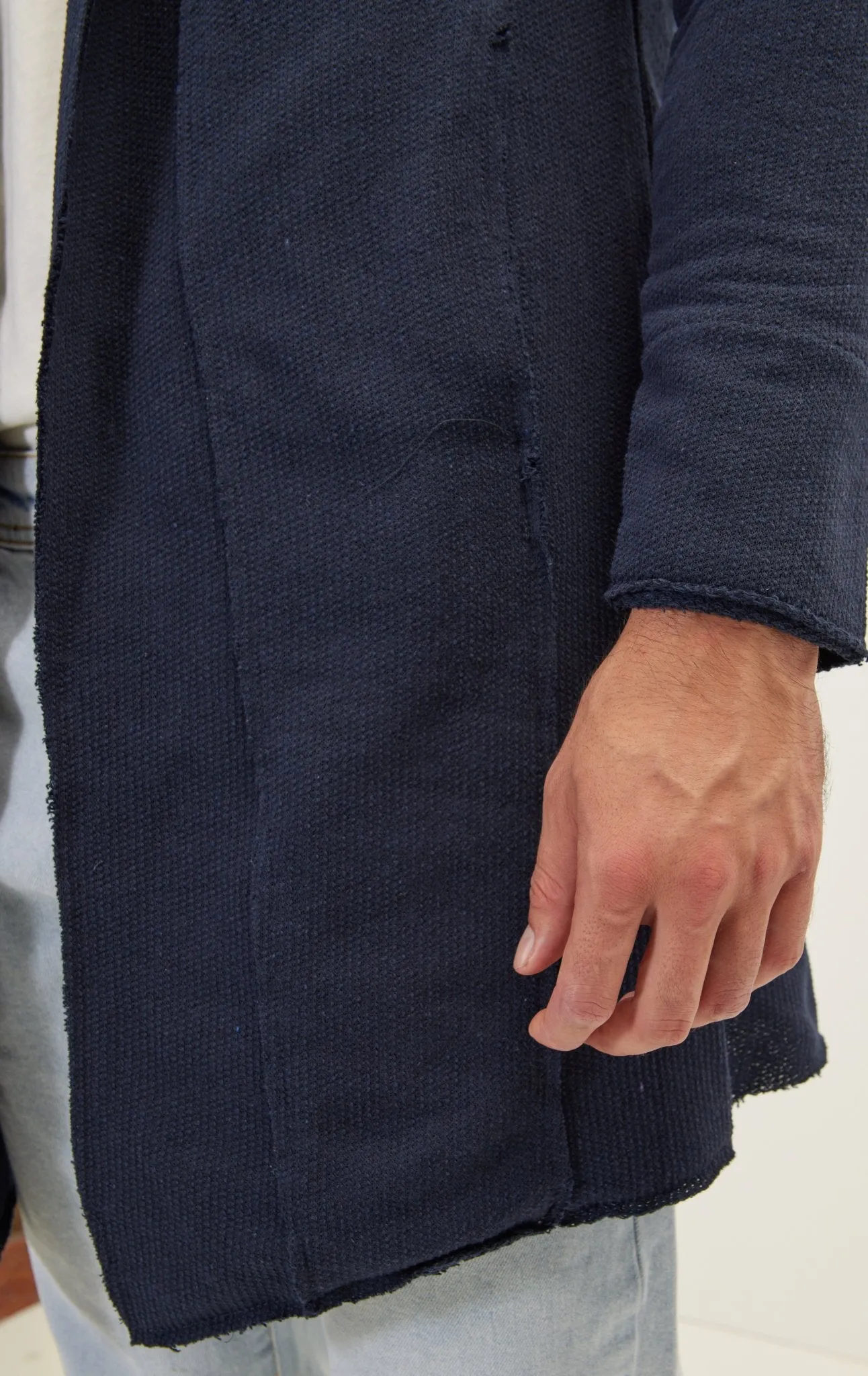 Longline Hooded Cardigan - Navy