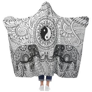 Mandala B&W Hooded Blanket