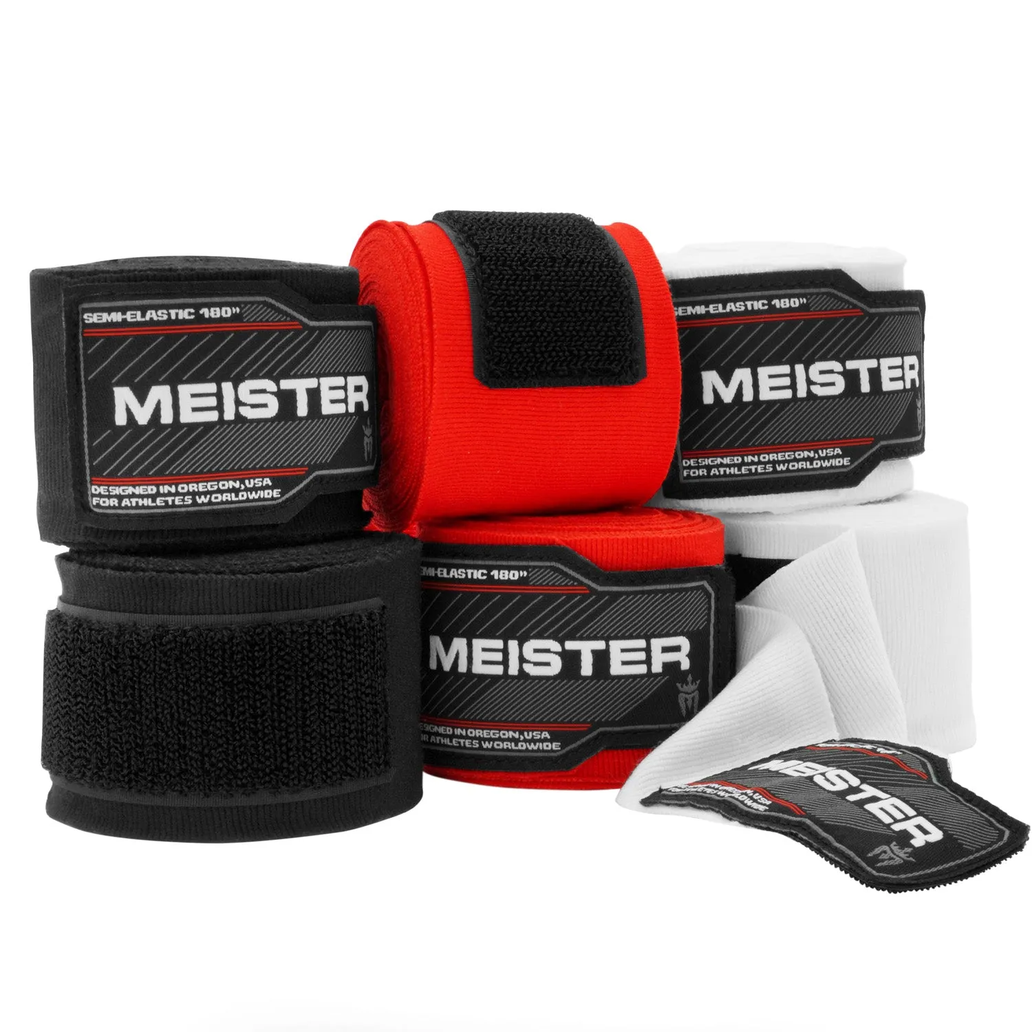 Meister Adult 180" Hand Wraps for MMA & Boxing - 3 Pairs Pack