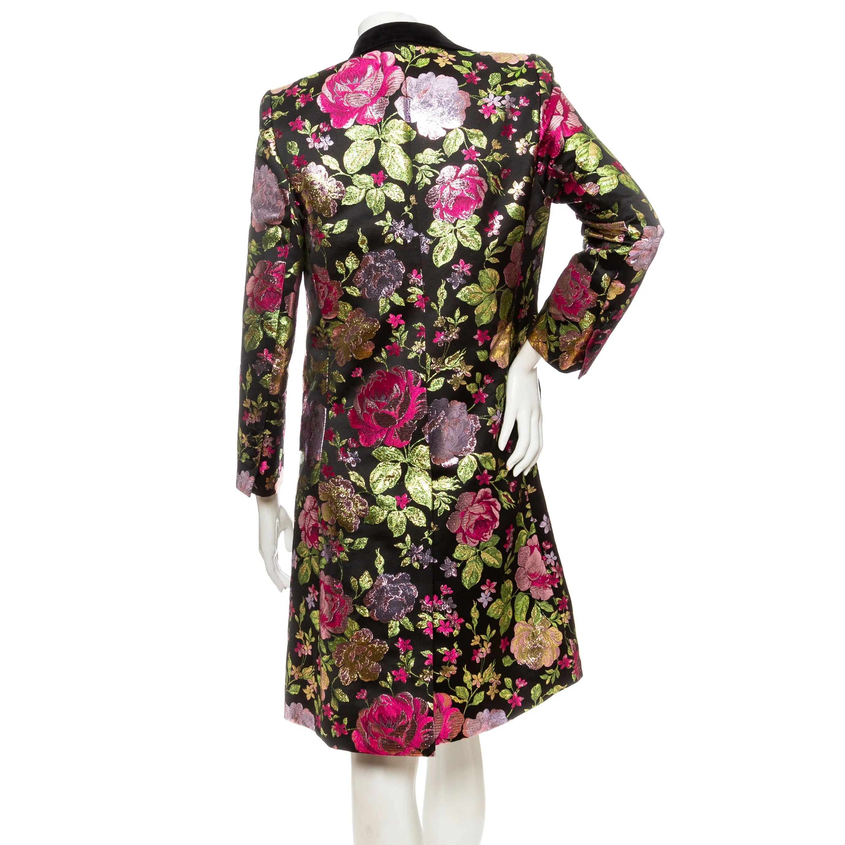 Metallic Multicolored Floral Brocade Beaded Coat