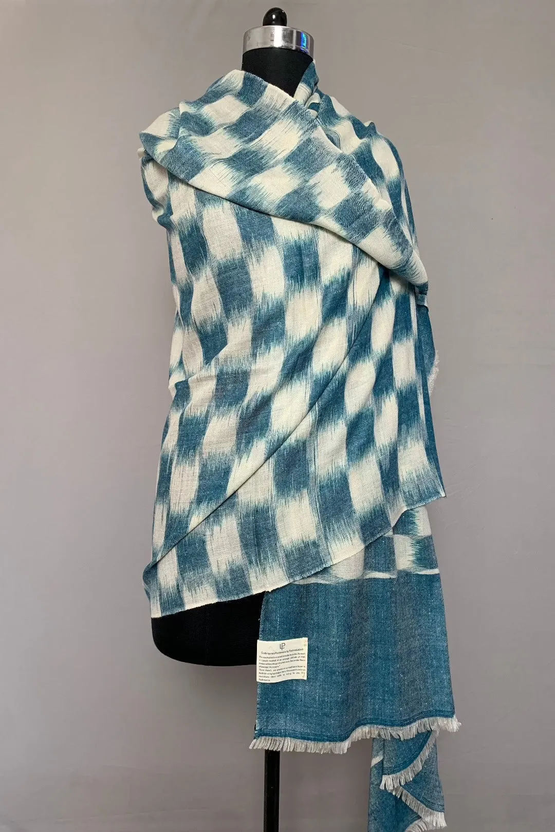 Michelle Buffalo Check Ikat Dyed Cashmere Shawl