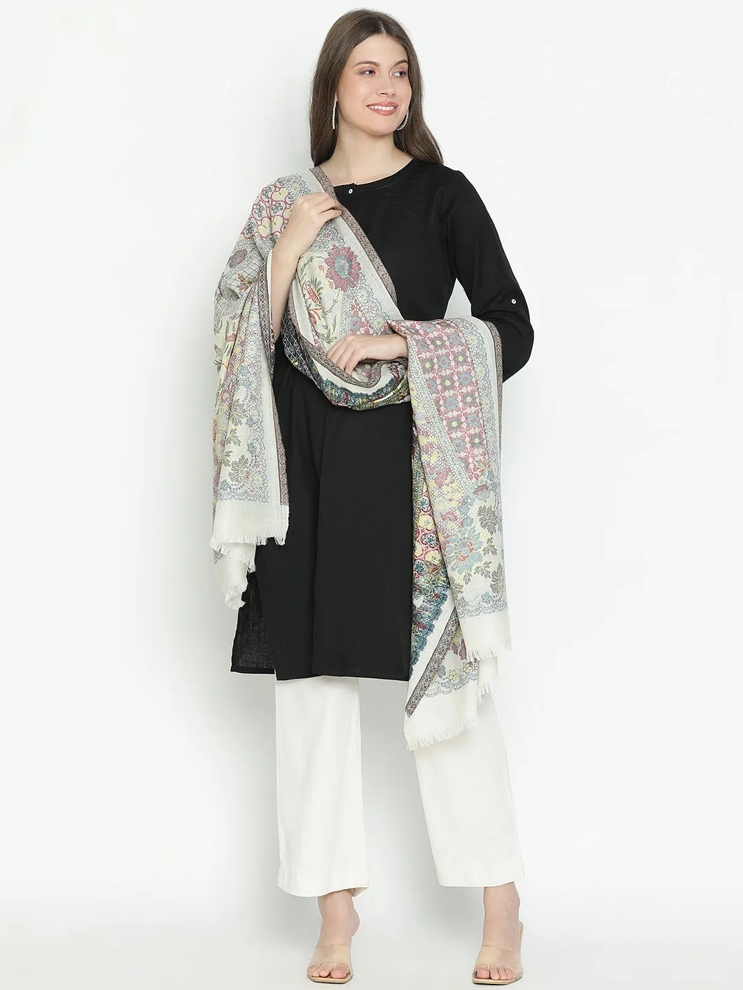 Midnight Charm Women Jacquard Shawl