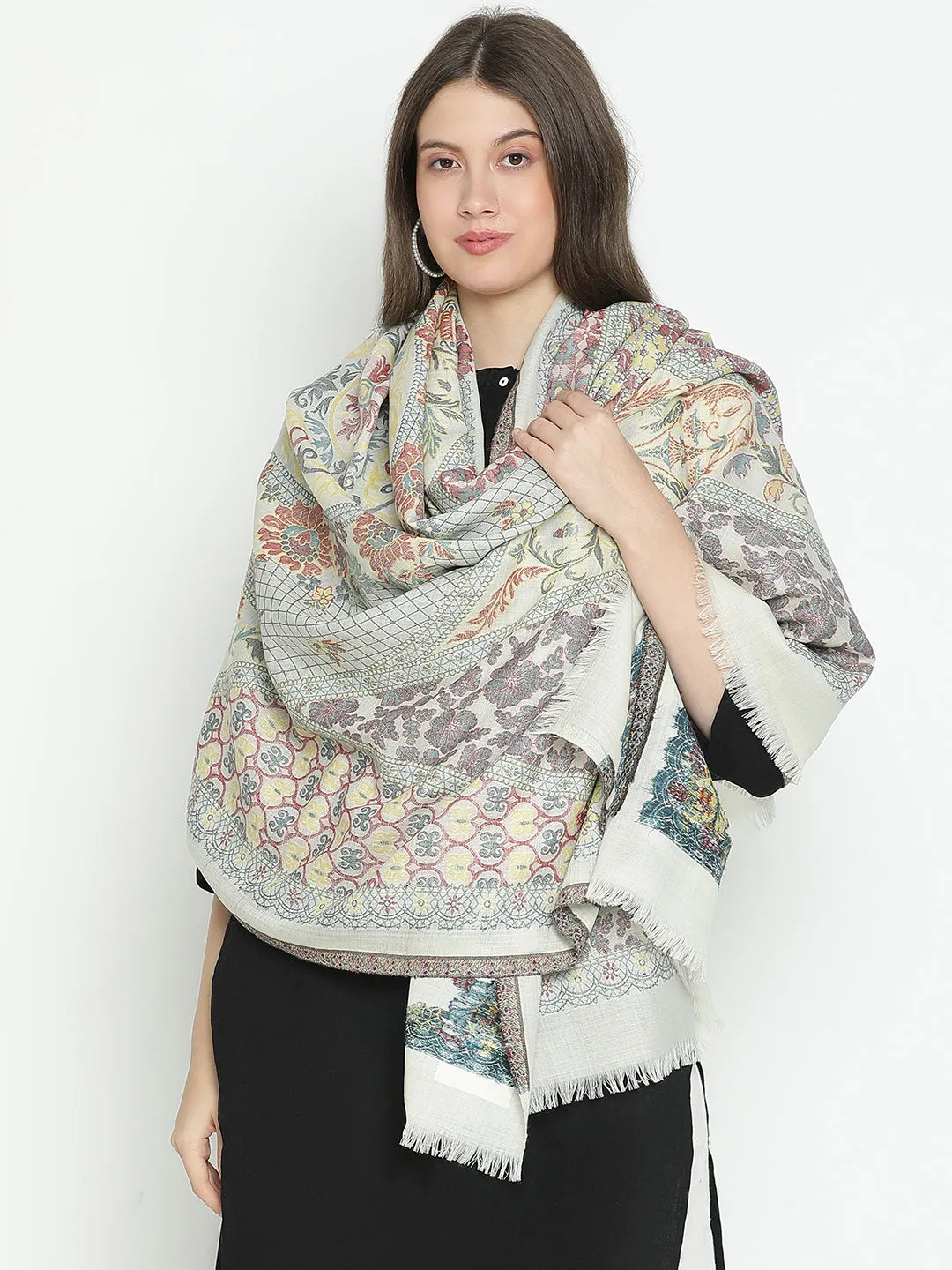 Midnight Charm Women Jacquard Shawl