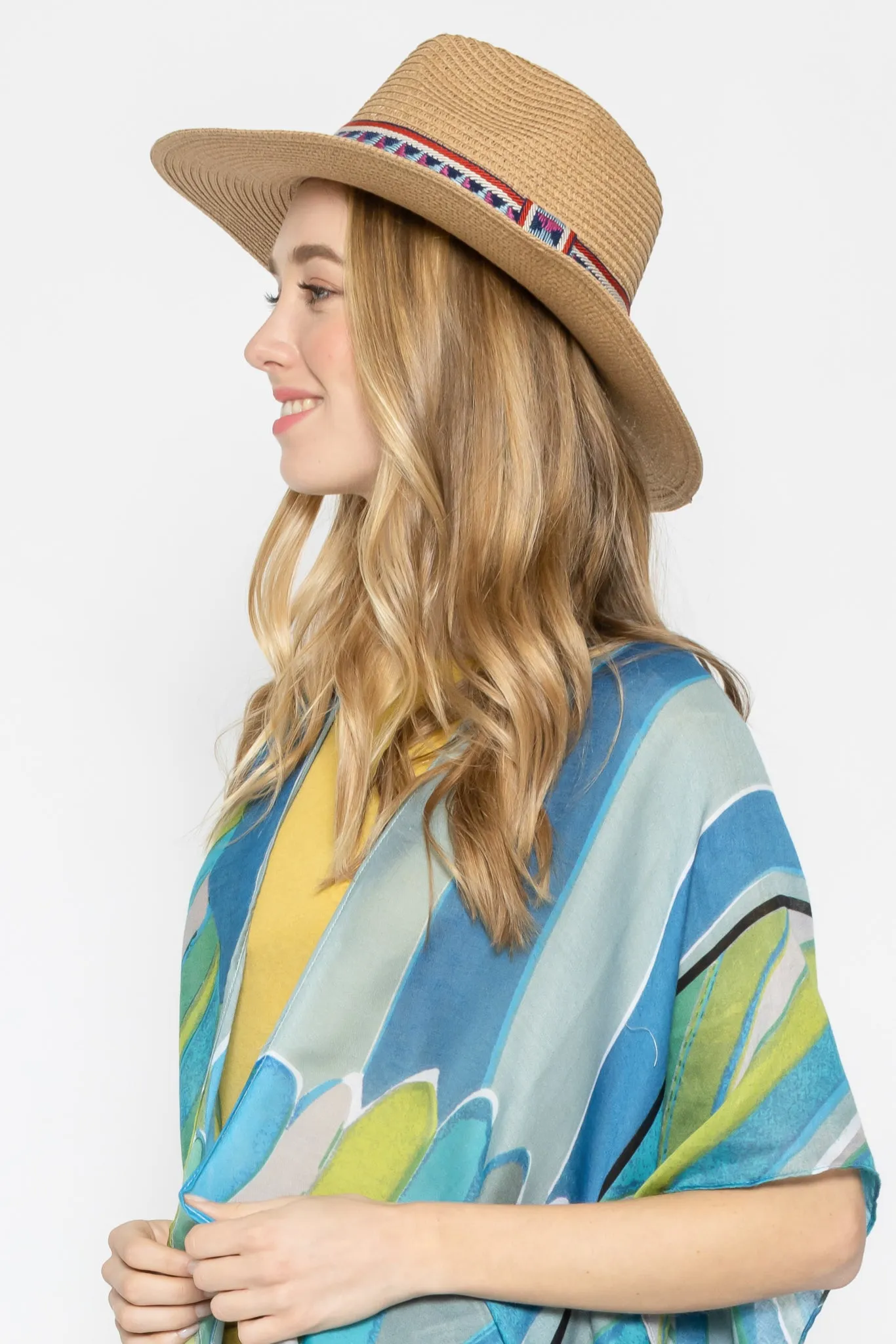 Multi Color Aztec Band Panama Hat